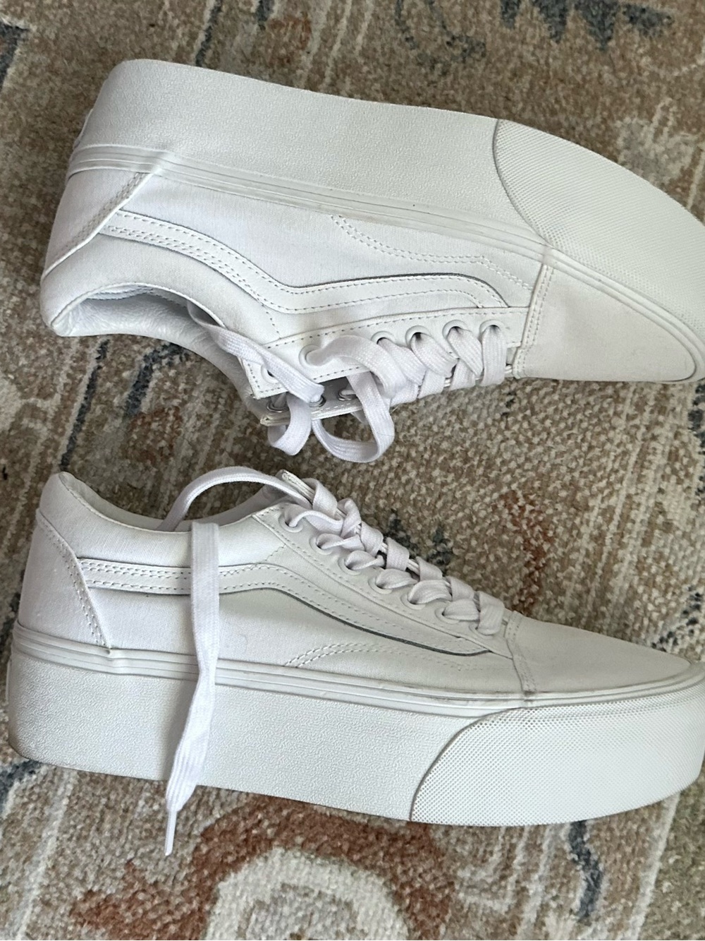 Vans White Platform Lace-Up Sneakers